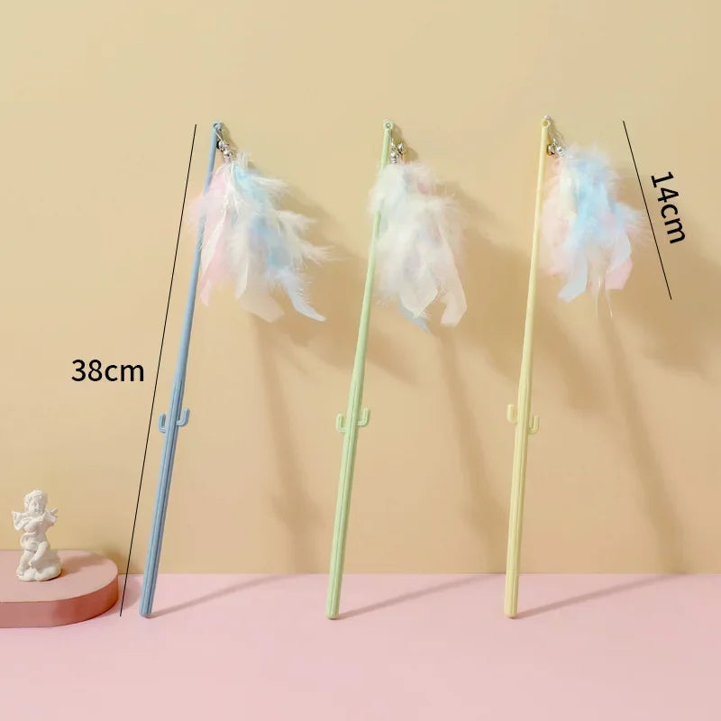 Interactive Cat Feather Toy Corn Pet Attractive Teaser Toy Feather With Bell Kitten Stick Durable Training Cat Products Supplies
