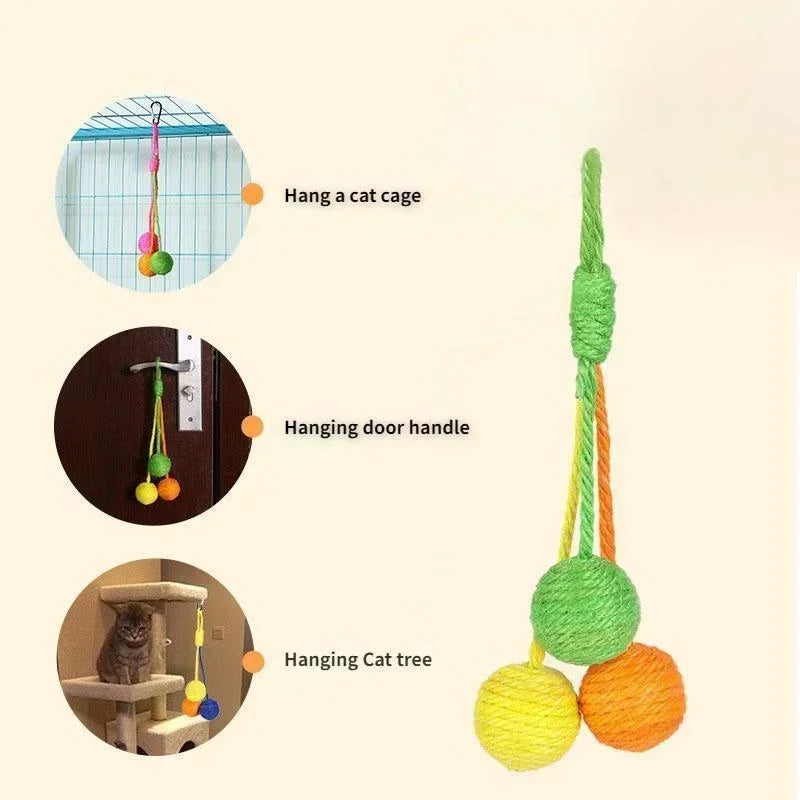 Pet Toy Cat Scratch Toy Cat Hanging Sisal Ball Built-in Bell Interactive Toy Pet Supplies cat toys pet products