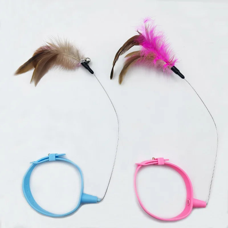 New product collar cat teaser self-entertainment cat toy neck collar feather bell cat toy pet supplies