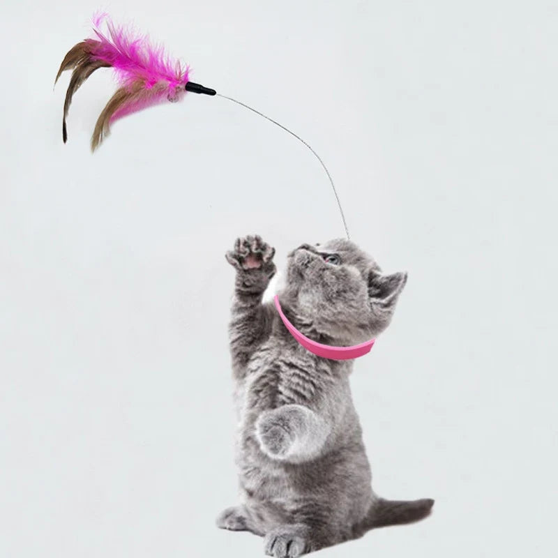 New product collar cat teaser self-entertainment cat toy neck collar feather bell cat toy pet supplies