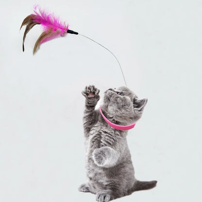 New product collar cat teaser self-entertainment cat toy neck collar feather bell cat toy pet supplies