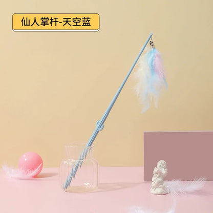 Interactive Cat Feather Toy Corn Pet Attractive Teaser Toy Feather With Bell Kitten Stick Durable Training Cat Products Supplies
