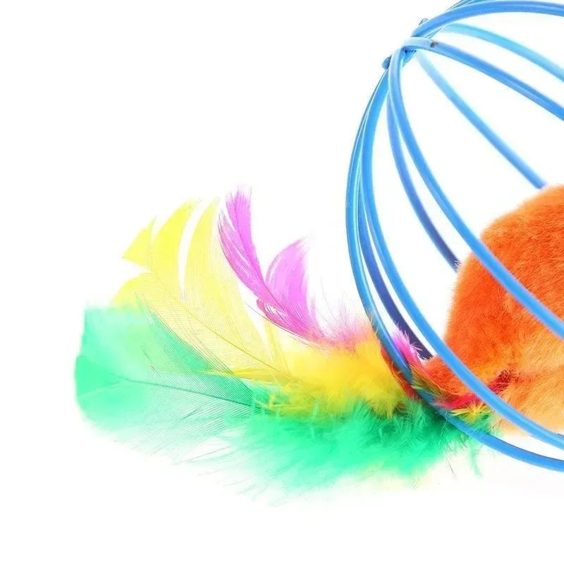 Cat Toy Pet Cat Kitten Playing Mouse Rat Mice Ball Cage Toys Pet Supplies Random Color  аксесуари для котів