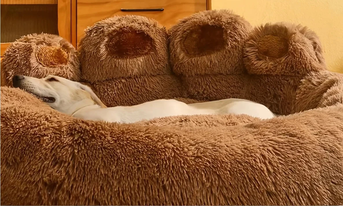 Fluffy Dog Bed Large Pet Products Dogs Beds Sofa Cute Bear Paw Shape Pets Kennel Mat Puppy Cats Supplies Basket Pet Accessories