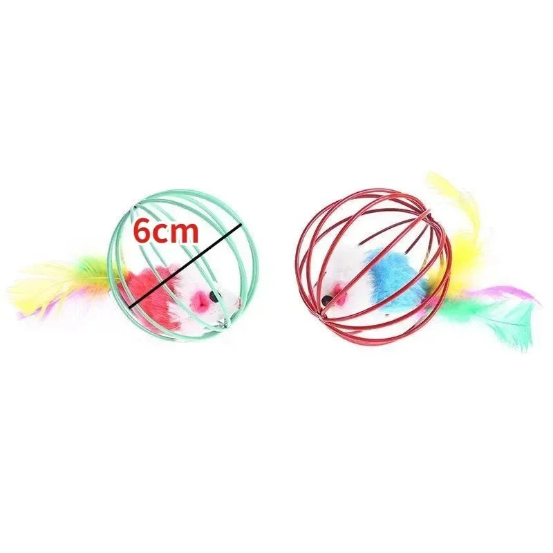 Cat Toy Pet Cat Kitten Playing Mouse Rat Mice Ball Cage Toys Pet Supplies Random Color  аксесуари для котів