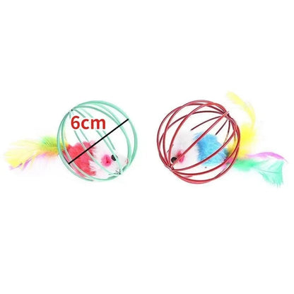 Cat Toy Pet Cat Kitten Playing Mouse Rat Mice Ball Cage Toys Pet Supplies Random Color  аксесуари для котів