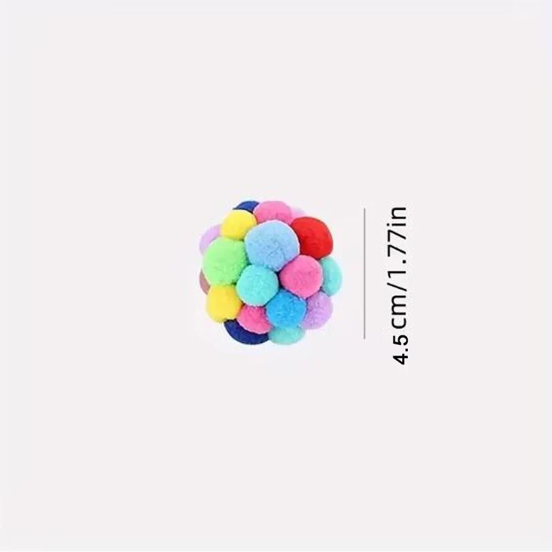 Cat Toys Cat Plush Ball Toy Pet Elastic Bell Ball Self Hi Ball Playing Cat Colorful Woolen Ball Pet Supplies