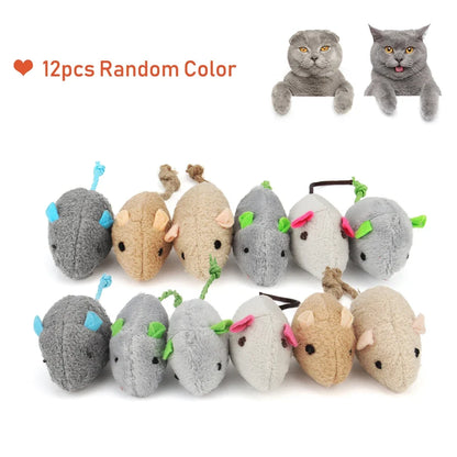 12pcs Funny Interactive Mouse Cat Toys Catnip Mice Plush Pet Toy Training Play Kitten Supplies