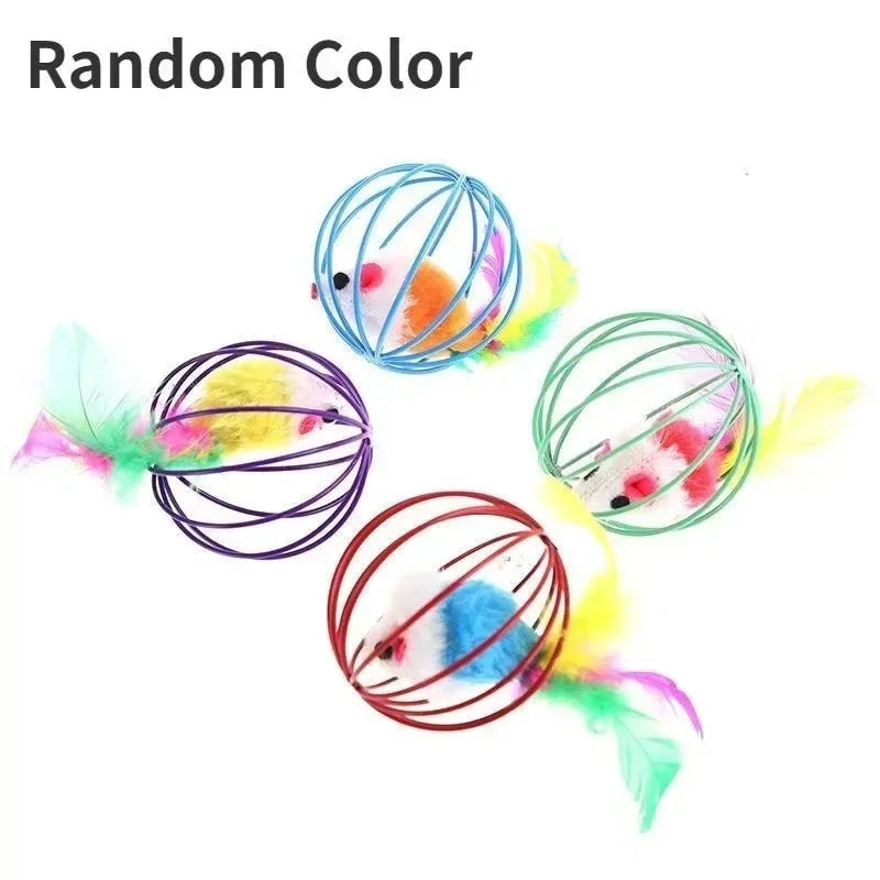 Cat Toy Pet Cat Kitten Playing Mouse Rat Mice Ball Cage Toys Pet Supplies Random Color  аксесуари для котів