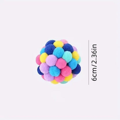 Cat Toys Cat Plush Ball Toy Pet Elastic Bell Ball Self Hi Ball Playing Cat Colorful Woolen Ball Pet Supplies