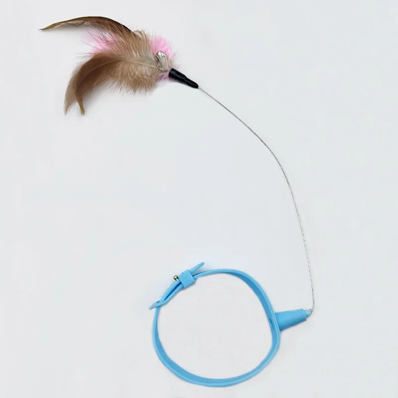 New product collar cat teaser self-entertainment cat toy neck collar feather bell cat toy pet supplies