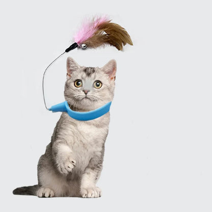 New product collar cat teaser self-entertainment cat toy neck collar feather bell cat toy pet supplies