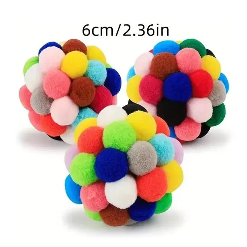 Cat Toys Cat Plush Ball Toy Pet Elastic Bell Ball Self Hi Ball Playing Cat Colorful Woolen Ball Pet Supplies
