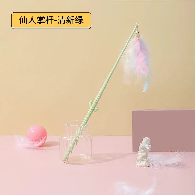 Interactive Cat Feather Toy Corn Pet Attractive Teaser Toy Feather With Bell Kitten Stick Durable Training Cat Products Supplies