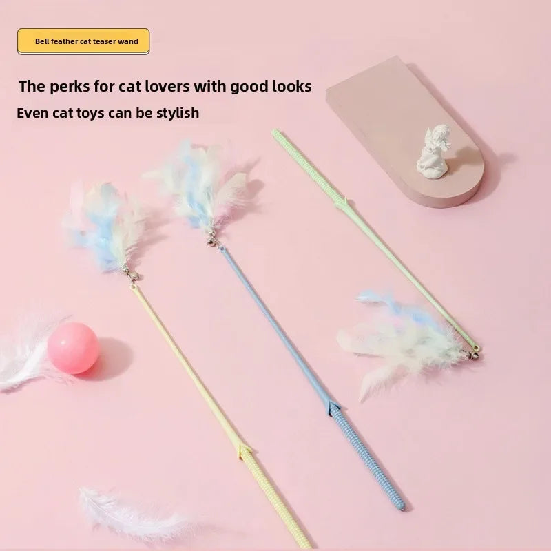 Interactive Cat Feather Toy Corn Pet Attractive Teaser Toy Feather With Bell Kitten Stick Durable Training Cat Products Supplies