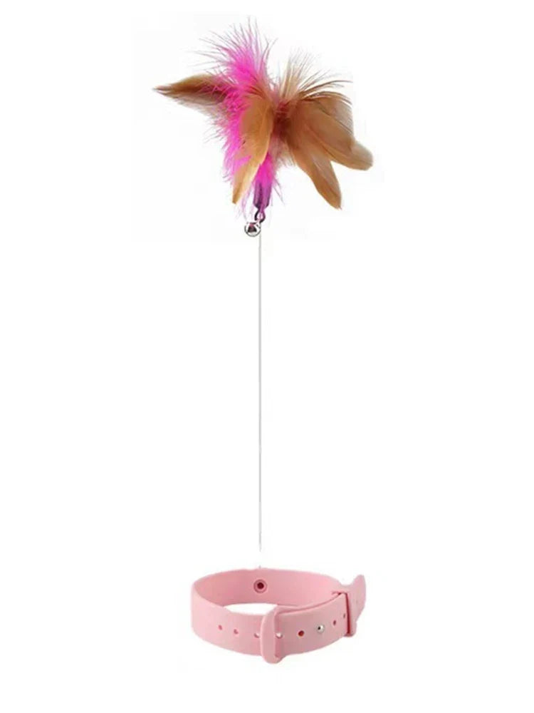 New product collar cat teaser self-entertainment cat toy neck collar feather bell cat toy pet supplies