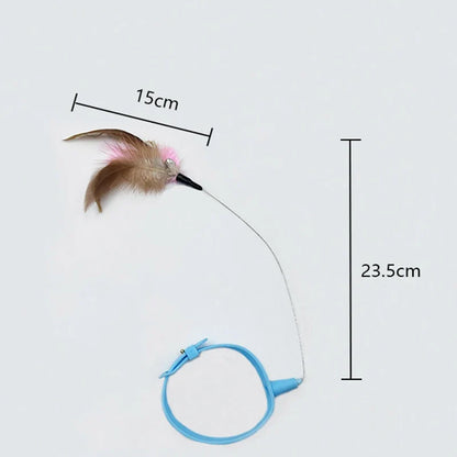New product collar cat teaser self-entertainment cat toy neck collar feather bell cat toy pet supplies