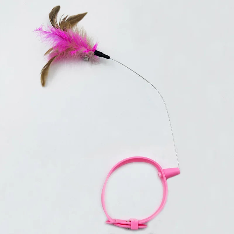 New product collar cat teaser self-entertainment cat toy neck collar feather bell cat toy pet supplies