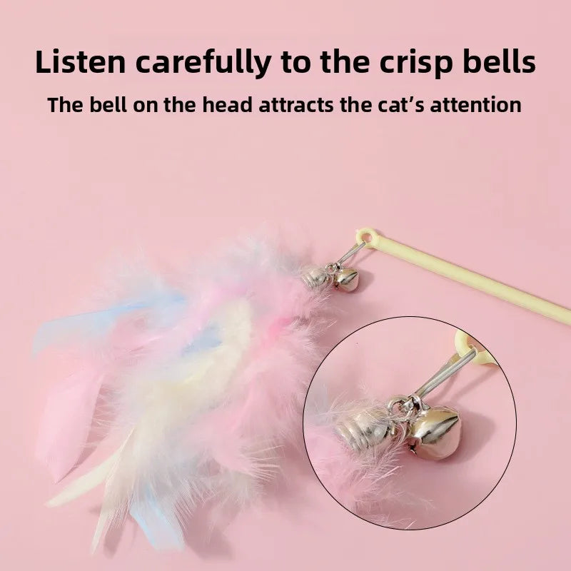 Interactive Cat Feather Toy Corn Pet Attractive Teaser Toy Feather With Bell Kitten Stick Durable Training Cat Products Supplies